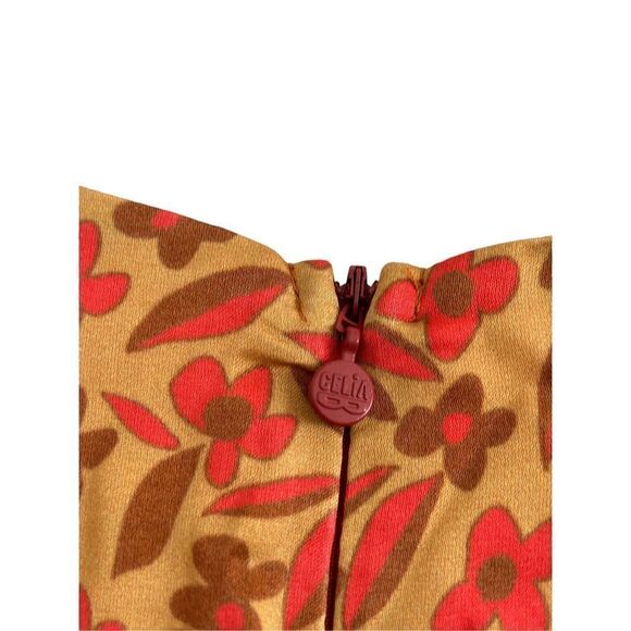 CeliaB Kazbek Long Puff Sleeve Printed Midi Dress Multicolor Women's Size Large - Picture 6 of 11